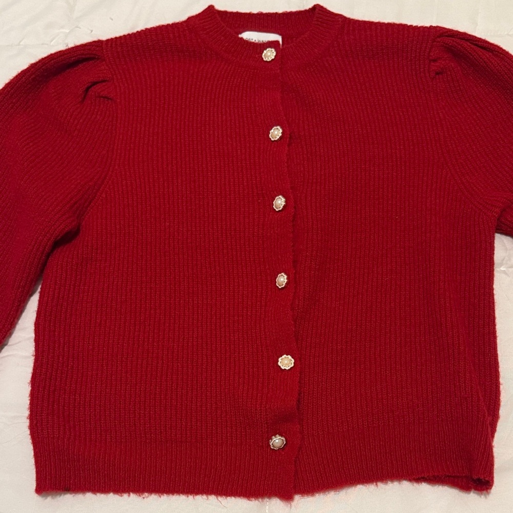 Lost + Wander Red Button-Up Cardigan